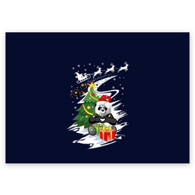 Поздравительная открытка с принтом Рождественская Панда в Екатеринбурге, 100% бумага | плотность бумаги 280 г/м2, матовая, на обратной стороне линовка и место для марки
 | 2021 | 21 | 2k21 | 2к21 | chrystmas | happy | lik | marry | new | panda | santa | snow | winter | xmas | year | год | годом | дед | елка | елки | клаус | лес | настроение | новогоднее | новогоднему | новый | новым | панда | по | рождество | с | 