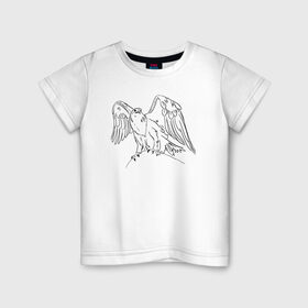 Детская футболка хлопок с принтом Символ Орла в Екатеринбурге, 100% хлопок | круглый вырез горловины, полуприлегающий силуэт, длина до линии бедер | Тематика изображения на принте: animals | art | bird | eagle | falcon | tattoo | wings | арт | беркут | гор | гордый | дикий | животные | крылья | летающий | один | орел | орлан | пернатый | перья | природа | птица | птичка | символ | сокол | соколиный взгляд