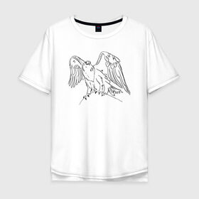 Мужская футболка хлопок Oversize с принтом Символ Орла в Екатеринбурге, 100% хлопок | свободный крой, круглый ворот, “спинка” длиннее передней части | animals | art | bird | eagle | falcon | tattoo | wings | арт | беркут | гор | гордый | дикий | животные | крылья | летающий | один | орел | орлан | пернатый | перья | природа | птица | птичка | символ | сокол | соколиный взгляд