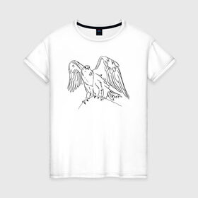 Женская футболка хлопок с принтом Символ Орла в Екатеринбурге, 100% хлопок | прямой крой, круглый вырез горловины, длина до линии бедер, слегка спущенное плечо | animals | art | bird | eagle | falcon | tattoo | wings | арт | беркут | гор | гордый | дикий | животные | крылья | летающий | один | орел | орлан | пернатый | перья | природа | птица | птичка | символ | сокол | соколиный взгляд