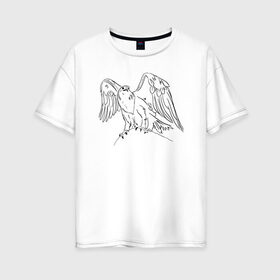 Женская футболка хлопок Oversize с принтом Символ Орла в Екатеринбурге, 100% хлопок | свободный крой, круглый ворот, спущенный рукав, длина до линии бедер
 | animals | art | bird | eagle | falcon | tattoo | wings | арт | беркут | гор | гордый | дикий | животные | крылья | летающий | один | орел | орлан | пернатый | перья | природа | птица | птичка | символ | сокол | соколиный взгляд