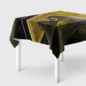 Скатерть 3D с принтом золотой треугольник в Екатеринбурге, 100% полиэстер (ткань не мнется и не растягивается) | Размер: 150*150 см | абстракция | геометрия | золото | осколки | пространство | складки | стекло | стиль | треугольник | черный