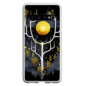 Чехол для Samsung Galaxy S10 с принтом графит и золото дерево жизни в Екатеринбурге, Силикон | Область печати: задняя сторона чехла, без боковых панелей | абстрактный | весна | ветви | дерево  свет | жизнь | звёзды | золотото | ночь | процветание | растения | расцвет | рост | символ | солнце | стилизация | стиль | треугольник | этно