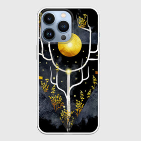 Чехол для iPhone 13 Pro с принтом графит и золото: дерево жизни в Екатеринбурге,  |  | абстрактный | весна | ветви | дерево  свет | жизнь | звёзды | золотото | ночь | процветание | растения | расцвет | рост | символ | солнце | стилизация | стиль | треугольник | этно
