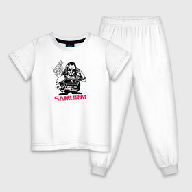 Детская пижама хлопок с принтом Samurai в Екатеринбурге, 100% хлопок |  брюки и футболка прямого кроя, без карманов, на брюках мягкая резинка на поясе и по низу штанин
 | cyberpunk 2077 | johnny silverhand | judy | moxes | panam | samurai | джуди | киберпанк 2077 | панам | шельмы