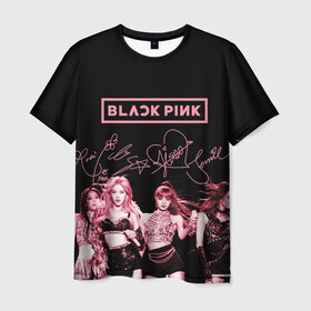 Мужская футболка 3D с принтом BLACKPINK в Екатеринбурге, 100% полиэфир | прямой крой, круглый вырез горловины, длина до линии бедер | Тематика изображения на принте: black pink | blackpink | k pop | блэкпинк | дженни | джису | к поп | лиса | розэ