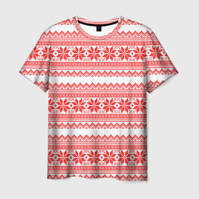 Мужская футболка 3D с принтом Новогодний Красный в Екатеринбурге, 100% полиэфир | прямой крой, круглый вырез горловины, длина до линии бедер | 2020 | 2021 | 2022 | 2023 | 2024 | 2025 | merry christmas | new year | вязание | вязаный | год | дед | елка | елки | лес | мороз | нг | новый | новый год | олени | олень | оленями | рождество | свитер | снегурочка