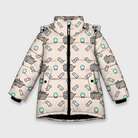 Зимняя куртка для девочек 3D с принтом Котик Паттерн в Екатеринбурге, ткань верха — 100% полиэстер; подклад — 100% полиэстер, утеплитель — 100% полиэстер. | длина ниже бедра, удлиненная спинка, воротник стойка и отстегивающийся капюшон. Есть боковые карманы с листочкой на кнопках, утяжки по низу изделия и внутренний карман на молнии. 

Предусмотрены светоотражающий принт на спинке, радужный светоотражающий элемент на пуллере молнии и на резинке для утяжки. | Тематика изображения на принте: 2020 | 2021 | 2022 | 2023 | 2024 | 2025 | merry christmas | new year | вязание | вязаный | год | дед | елка | елки | киса | кот | котик | лес | мороз | нг | новый | новый год | олени | олень | оленями | рождество | свитер | снегурочка