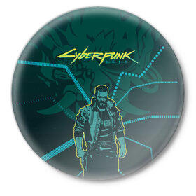 Значок с принтом Cyberpunk 2077 в Екатеринбурге,  металл | круглая форма, металлическая застежка в виде булавки | a game | cyberpunk 2077 | игра | стиль