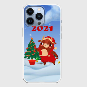 Чехол для iPhone 13 Pro с принтом Бык наряжает елочку в Екатеринбурге,  |  | 2021 | 7 января | bull | newyear | santa | бык | бычок | год быка | дед мороз | корова | новогодние каникулы | новогодние праздники | новый 2021 | новый год | новый год 2021 | рождество | сани | санта | санта клаус