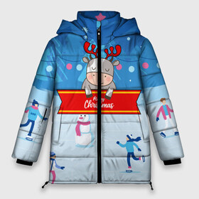 Женская зимняя куртка 3D с принтом Новогодний бык-олень в Екатеринбурге, верх — 100% полиэстер; подкладка — 100% полиэстер; утеплитель — 100% полиэстер | длина ниже бедра, силуэт Оверсайз. Есть воротник-стойка, отстегивающийся капюшон и ветрозащитная планка. 

Боковые карманы с листочкой на кнопках и внутренний карман на молнии | 2021 | 7 января | bull | newyear | santa | бык | быки | бычок | год быка | дед мороз | корова | новогодние каникулы | новогодние праздники | новый 2021 | новый год | новый год 2021 | рождество | сани | санта | санта клаус