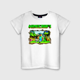 Детская футболка хлопок с принтом Minecraft в Екатеринбурге, 100% хлопок | круглый вырез горловины, полуприлегающий силуэт, длина до линии бедер | minecraft | алекс | белый | блоки | ведьма | взрывчатка | визера | волк | гаст | добывать | дракон | зеленый куб | зомби | игра | крафт | крипер | кубики | лошадка | майн | майнкрафт | манкрафт | овечка | оцелот