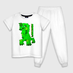 Детская пижама хлопок с принтом Minecraft в Екатеринбурге, 100% хлопок |  брюки и футболка прямого кроя, без карманов, на брюках мягкая резинка на поясе и по низу штанин
 | Тематика изображения на принте: minecraft | алекс | белый | блоки | ведьма | взрывчатка | визера | волк | гаст | добывать | дракон | зеленый куб | зомби | игра | крафт | крипер | кубики | лошадка | майн | майнкрафт | манкрафт | овечка | оцелот