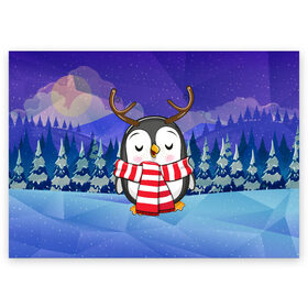Поздравительная открытка с принтом Пингвин в шарфике в Екатеринбурге, 100% бумага | плотность бумаги 280 г/м2, матовая, на обратной стороне линовка и место для марки
 | Тематика изображения на принте: 2021 | 7 января | bull | newyear | santa | бык | быки | бычок | год быка | дед мороз | корова | новогодние каникулы | новогодние праздники | новый 2021 | новый год | новый год 2021 | рождество | сани | санта | санта клаус