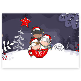 Поздравительная открытка с принтом Новогодние быки в чашке в Екатеринбурге, 100% бумага | плотность бумаги 280 г/м2, матовая, на обратной стороне линовка и место для марки
 | Тематика изображения на принте: 2021 | 7 января | bull | newyear | santa | бык | быки | бычок | год быка | дед мороз | корова | новогодние каникулы | новогодние праздники | новый 2021 | новый год | новый год 2021 | рождество | сани | санта | санта клаус