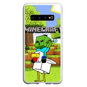 Чехол для Samsung Galaxy S10 с принтом MINECRAFT в Екатеринбурге, Силикон | Область печати: задняя сторона чехла, без боковых панелей | minecraft | аид | алмазы | игра майнкрафт | компот | компот. | майнкрафт | нуб | скин