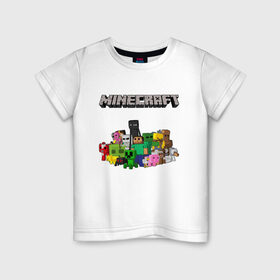 Детская футболка хлопок с принтом MINECRAFT в Екатеринбурге, 100% хлопок | круглый вырез горловины, полуприлегающий силуэт, длина до линии бедер | minecraft | аид | алмазы | игра майнкрафт | компот | компот. | майнкрафт | нуб | скин