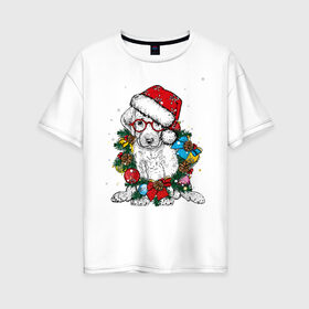 Женская футболка хлопок Oversize с принтом ЛабриСанта в Екатеринбурге, 100% хлопок | свободный крой, круглый ворот, спущенный рукав, длина до линии бедер
 | new year | арт | графика | дед мороз | зима | новый год | рождество | санта