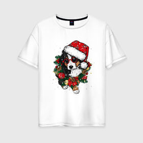 Женская футболка хлопок Oversize с принтом Милах в Екатеринбурге, 100% хлопок | свободный крой, круглый ворот, спущенный рукав, длина до линии бедер
 | new year | арт | графика | дед мороз | зима | новый год | рождество | санта