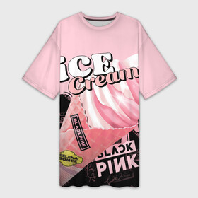 Платье-футболка 3D с принтом BLACKPINK ICE CREAM в Екатеринбурге,  |  | Тематика изображения на принте: black pink | blackpink | ice cream | k pop | блэкпинк | дженни | джису | к поп | лиса | розэ