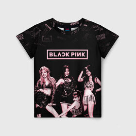 Детская футболка 3D с принтом BLACKPINK в Екатеринбурге, 100% гипоаллергенный полиэфир | прямой крой, круглый вырез горловины, длина до линии бедер, чуть спущенное плечо, ткань немного тянется | Тематика изображения на принте: black pink | blackpink | k pop | блэкпинк | дженни | джису | к поп | лиса | розэ