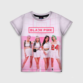 Детская футболка 3D с принтом BLACKPINK в Екатеринбурге, 100% гипоаллергенный полиэфир | прямой крой, круглый вырез горловины, длина до линии бедер, чуть спущенное плечо, ткань немного тянется | black pink | blackpink | k pop | блэкпинк | дженни | джису | к поп | лиса | розэ