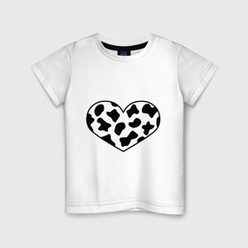 Детская футболка хлопок с принтом В Новый год - с любовью! в Екатеринбурге, 100% хлопок | круглый вырез горловины, полуприлегающий силуэт, длина до линии бедер | 2021 | бык | корова | любовь | новый год | праздник | сердце | символ года | чёрно белый