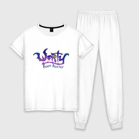 Женская пижама хлопок с принтом TRDGARPG, Worthy Heart hunter, логотип в Екатеринбурге, 100% хлопок | брюки и футболка прямого кроя, без карманов, на брюках мягкая резинка на поясе и по низу штанин | 
