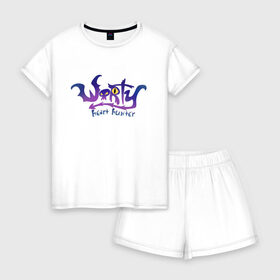 Женская пижама с шортиками хлопок с принтом TRDGARPG, Worthy Heart hunter, логотип в Екатеринбурге, 100% хлопок | футболка прямого кроя, шорты свободные с широкой мягкой резинкой | 