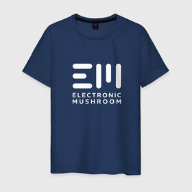 Мужская футболка хлопок с принтом Электронный Гриб Белый в Екатеринбурге, 100% хлопок | прямой крой, круглый вырез горловины, длина до линии бедер, слегка спущенное плечо. | casual | electronic mushroom | em | eshroomy