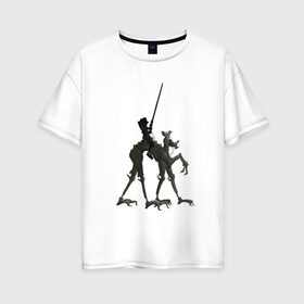 Женская футболка хлопок Oversize с принтом Всадник в Екатеринбурге, 100% хлопок | свободный крой, круглый ворот, спущенный рукав, длина до линии бедер
 | fantasy | monster | всадник | животные | копьё | магия | монстр | рыцарь | фэнтези
