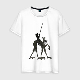 Мужская футболка хлопок с принтом Всадник в Екатеринбурге, 100% хлопок | прямой крой, круглый вырез горловины, длина до линии бедер, слегка спущенное плечо. | fantasy | monster | всадник | животные | копьё | магия | монстр | рыцарь | фэнтези