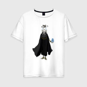 Женская футболка хлопок Oversize с принтом Демон в Екатеринбурге, 100% хлопок | свободный крой, круглый ворот, спущенный рукав, длина до линии бедер
 | fantasy | monster | демон | магия | монстр | скелет | фэнтези