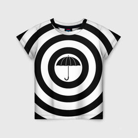 Детская футболка 3D с принтом Узор Академия Амбрелла в Екатеринбурге, 100% гипоаллергенный полиэфир | прямой крой, круглый вырез горловины, длина до линии бедер, чуть спущенное плечо, ткань немного тянется | академия | амбрелла | белый | зонт | полосы | узор | фильм | черный