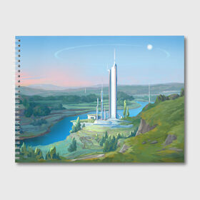 Альбом для рисования с принтом Рассветная башня в Екатеринбурге, 100% бумага
 | матовая бумага, плотность 200 мг. | 