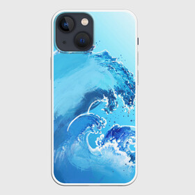 Чехол для iPhone 13 mini с принтом Волна с фоном в Екатеринбурге,  |  | акварель | брызги | вода | волны | море | океан
