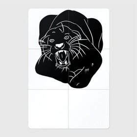 Магнитный плакат 2Х3 с принтом Черная Пантера в Екатеринбурге, Полимерный материал с магнитным слоем | 6 деталей размером 9*9 см | Тематика изображения на принте: art | cat | kitten | kitty | panther | tattoo | арт | бесстрашие | дерзкая | джунгли | дикая кошка | животные | киска | клыки | котенок | кошка | леопард | оскал | пантера | природа | тату | тропики | тьма | хищник