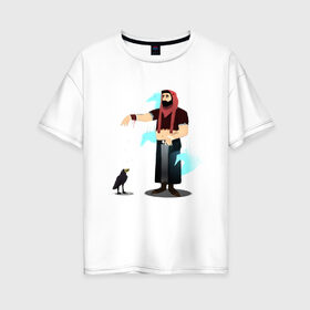 Женская футболка хлопок Oversize с принтом Хранитель птиц в Екатеринбурге, 100% хлопок | свободный крой, круглый ворот, спущенный рукав, длина до линии бедер
 | 