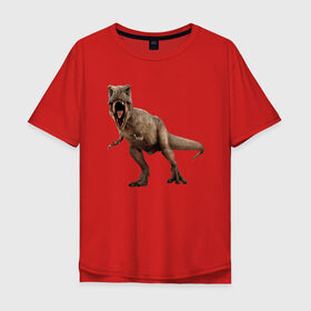 Мужская футболка хлопок Oversize с принтом T-Rex в Екатеринбурге, 100% хлопок | свободный крой, круглый ворот, “спинка” длиннее передней части | dinosaurs | predator | дино | динозавр | звери | хищник | ящер