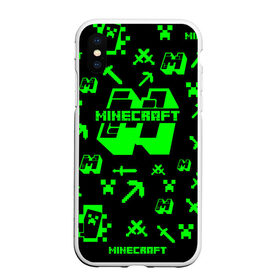 Чехол для iPhone XS Max матовый с принтом Minecraft в Екатеринбурге, Силикон | Область печати: задняя сторона чехла, без боковых панелей | minecraft | алекс | белый | блоки | ведьма | взрывчатка | визера | волк | гаст | добывать | дракон | зеленый куб | зомби | игра | крафт | крипер | кубики | лошадка | майн | майнкрафт | манкрафт | овечка | оцелот