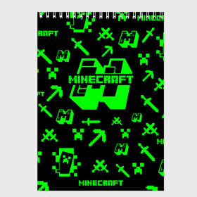 Скетчбук с принтом Minecraft в Екатеринбурге, 100% бумага
 | 48 листов, плотность листов — 100 г/м2, плотность картонной обложки — 250 г/м2. Листы скреплены сверху удобной пружинной спиралью | minecraft | алекс | белый | блоки | ведьма | взрывчатка | визера | волк | гаст | добывать | дракон | зеленый куб | зомби | игра | крафт | крипер | кубики | лошадка | майн | майнкрафт | манкрафт | овечка | оцелот