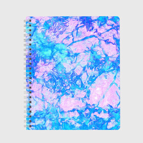 Тетрадь с принтом Нежные краски в Екатеринбурге, 100% бумага | 48 листов, плотность листов — 60 г/м2, плотность картонной обложки — 250 г/м2. Листы скреплены сбоку удобной пружинной спиралью. Уголки страниц и обложки скругленные. Цвет линий — светло-серый
 | abstract | blue | casual | casual style | pink | texture | абстрактный рисунок | абстракция | блики | брызги | вода | волны | градиент | краски | мазки | море | морская | пастельные цвета | повседневный | пятна красок