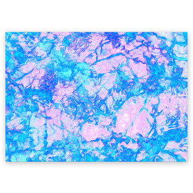 Поздравительная открытка с принтом Нежные краски в Екатеринбурге, 100% бумага | плотность бумаги 280 г/м2, матовая, на обратной стороне линовка и место для марки
 | abstract | blue | casual | casual style | pink | texture | абстрактный рисунок | абстракция | блики | брызги | вода | волны | градиент | краски | мазки | море | морская | пастельные цвета | повседневный | пятна красок