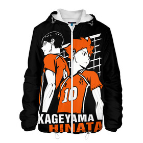 Мужская куртка 3D с принтом Haikyuu Hinata Kageyama в Екатеринбурге, ткань верха — 100% полиэстер, подклад — флис | прямой крой, подол и капюшон оформлены резинкой с фиксаторами, два кармана без застежек по бокам, один большой потайной карман на груди. Карман на груди застегивается на липучку | anime | haiku | haikuu | haikyu | haikyuu | hinata | kageyama | karasuno | shoe | аниме | атака титанов | ван пис | волейбол | кагеяма | карасуно | наруто | некома | хайку | хината | чиби | шариторидзава | шое