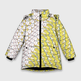 Зимняя куртка для девочек 3D с принтом Банана-котики в Екатеринбурге, ткань верха — 100% полиэстер; подклад — 100% полиэстер, утеплитель — 100% полиэстер. | длина ниже бедра, удлиненная спинка, воротник стойка и отстегивающийся капюшон. Есть боковые карманы с листочкой на кнопках, утяжки по низу изделия и внутренний карман на молнии. 

Предусмотрены светоотражающий принт на спинке, радужный светоотражающий элемент на пуллере молнии и на резинке для утяжки. | meme | динамики | идея | котик | манера | мемы | образ действия | панда | песик | символ | ушан