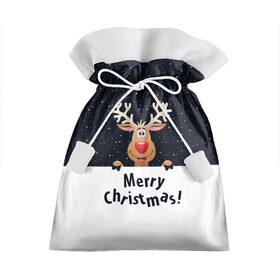 Подарочный 3D мешок с принтом Merry Christmas в Екатеринбурге, 100% полиэстер | Размер: 29*39 см | christmas | merry christmas | santa claus | дед мороз | ёлка | новогодние олени | новый год | оленёнок бэмби | оленёнок рудольф | орнамент | с новым годом | санта клаус | свитер с оленями | снегурочка | снежинки | узоры