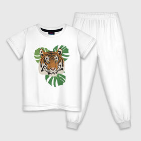 Детская пижама хлопок с принтом Тигр в джунглях в Екатеринбурге, 100% хлопок |  брюки и футболка прямого кроя, без карманов, на брюках мягкая резинка на поясе и по низу штанин
 | nature | tiger | wild | wild animals | джунгли | дикие животные | дикий | животные | кошачьи | крупные кошки | полосатый | природа | тигр | тигр в джунглях | тигренок | тропики | хищник | хищные животные