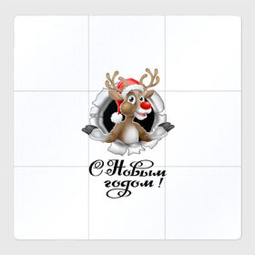 Магнитный плакат 3Х3 с принтом С Новым Годом! в Екатеринбурге, Полимерный материал с магнитным слоем | 9 деталей размером 9*9 см | christmas | merry christmas | santa claus | дед мороз | ёлка | новогодние олени | новый год | оленёнок бэмби | оленёнок рудольф | орнамент | с новым годом | санта клаус | свитер с оленями | снегурочка | снежинки | узоры