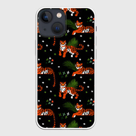 Чехол для iPhone 13 mini с принтом Tigers | Тигровый Паттерн в Екатеринбурге,  |  | black | cat | chill | relax | tiger | белый | животные | кот | кошки | лев | леопарды | отдых | полосы | тигры | узор