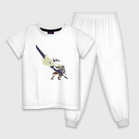 Детская пижама хлопок с принтом Заяц с мечом и его гильдия в Екатеринбурге, 100% хлопок |  брюки и футболка прямого кроя, без карманов, на брюках мягкая резинка на поясе и по низу штанин
 | Тематика изображения на принте: 